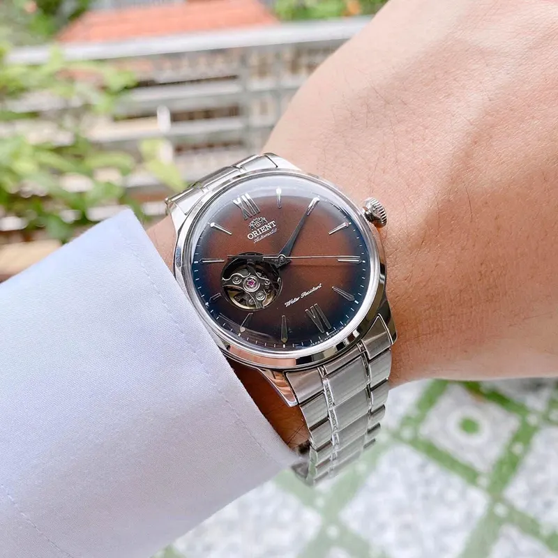 Orient Bambino Open Heart Brown Dial Men's Watch- RA-AG0027Y